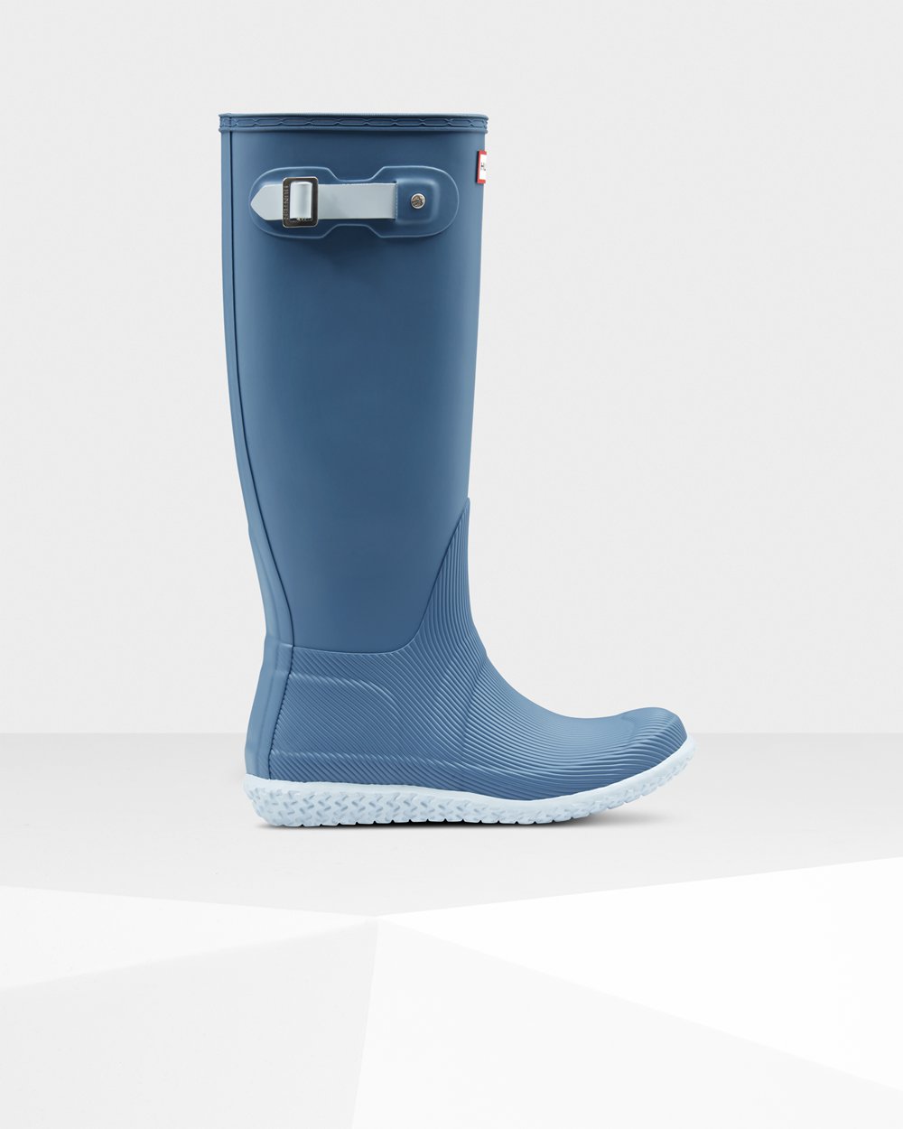 Womens Hunter Tall Rain Boots Blue/Grey - Original Flat Heel Calendar Sole - 1068592-BY